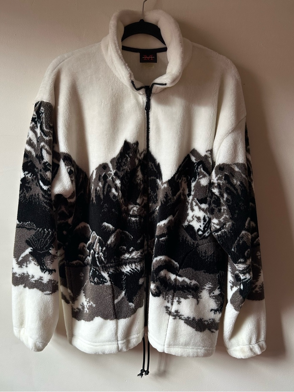 Vintage 90s Mazmania Mountains Eagles  Fleece Full Zip Jacket Made In USA
